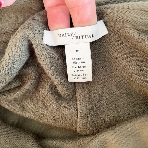 Daily Ritual Supersoft Terry Long-Sleeve Cowl Neck Dress Olive Green Size Medium - Picture 8 of 10